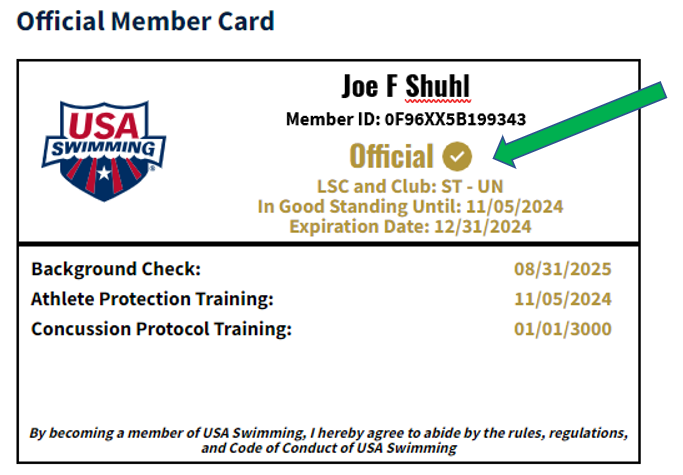 USAS Membership Card